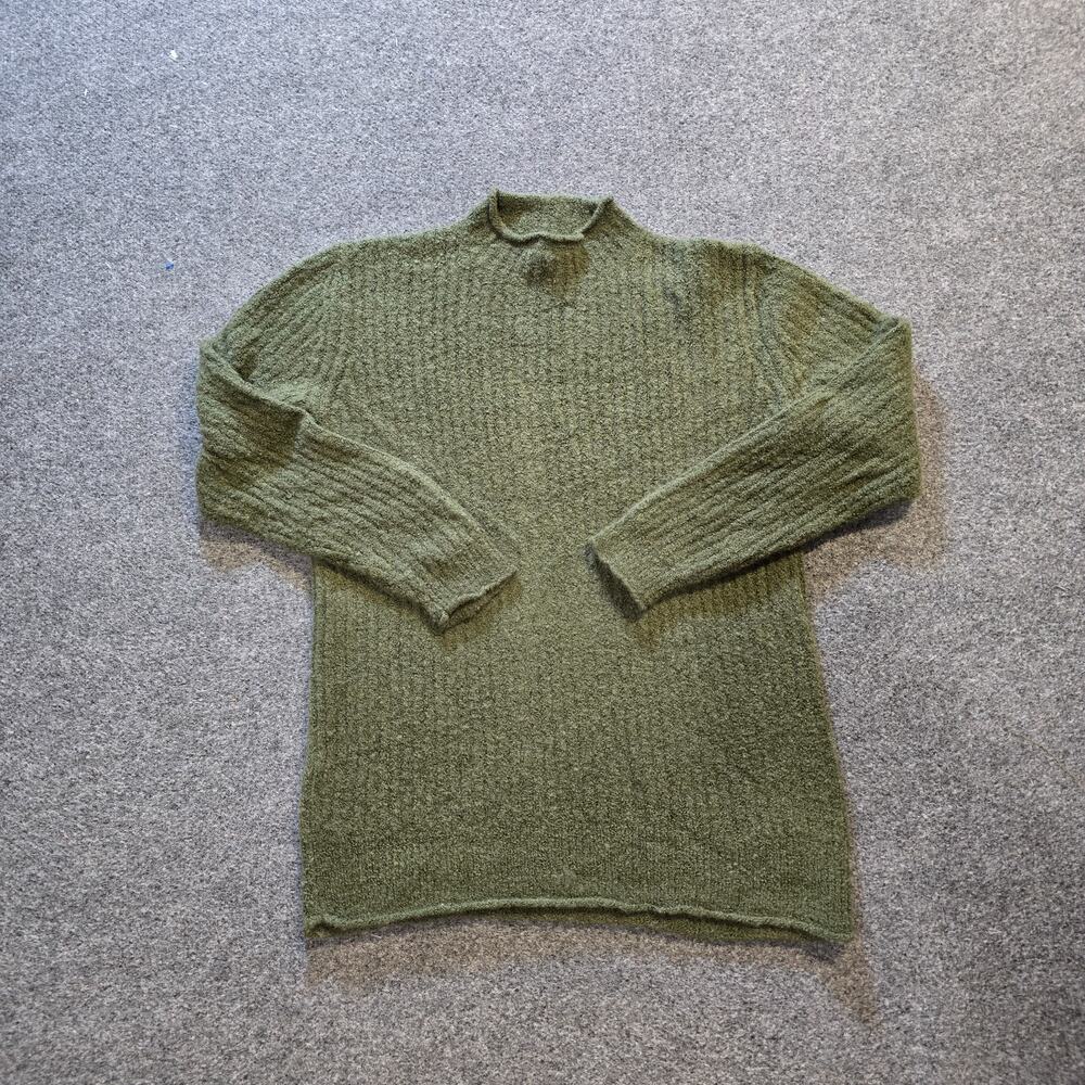 LL Bean Sweater Womens Size Medium Green Wool Blend Funnelneck Casual Capsule